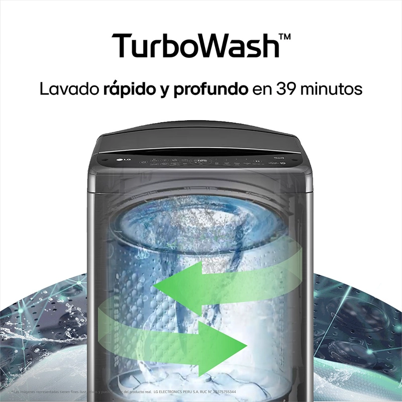 LAVADORA LG CARGA SUPERIOR 21 KG WT21PBV6 AIDD INTELIGENCIA ARTIFICIAL NEGRO CLARO