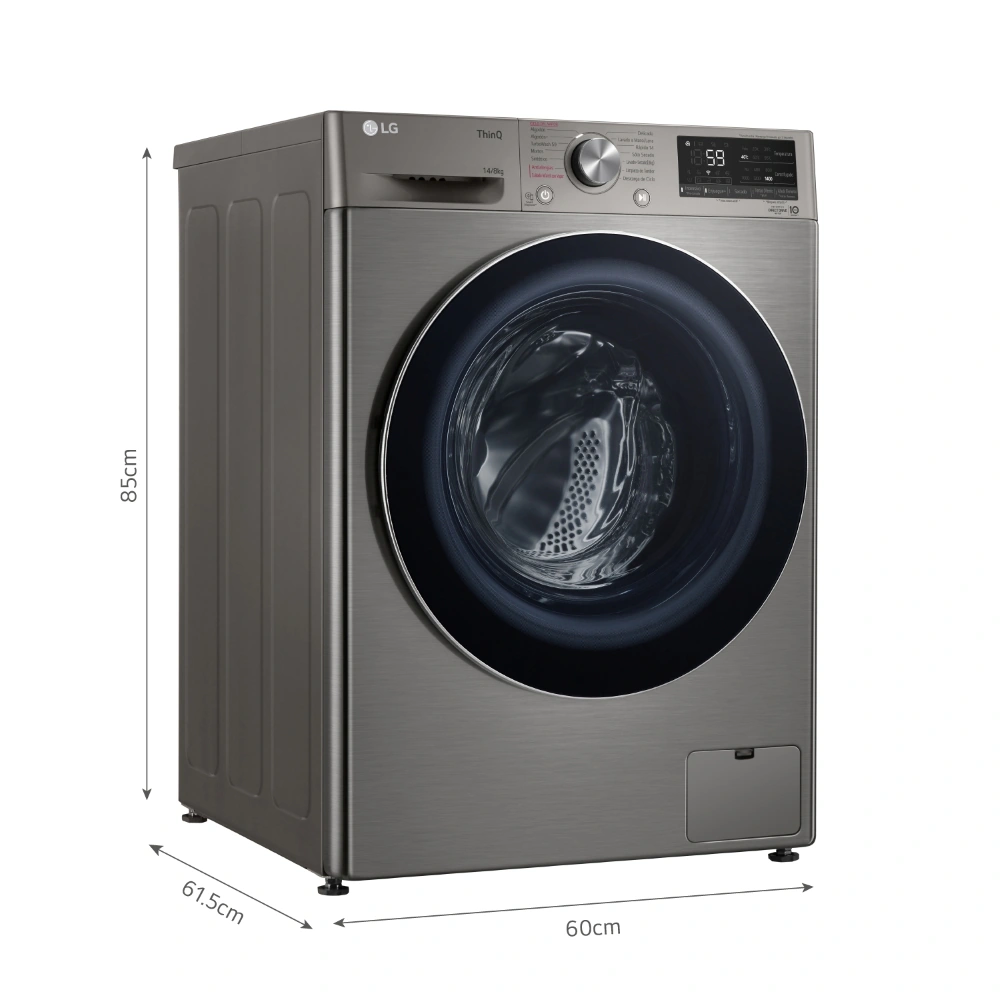 LAVASECA LG CARGA FRONTAL 14 KG 8 KG AI DD INTELIGENCIA ARTIFICIAL WD14PVC4S6C PLATEADO - 2