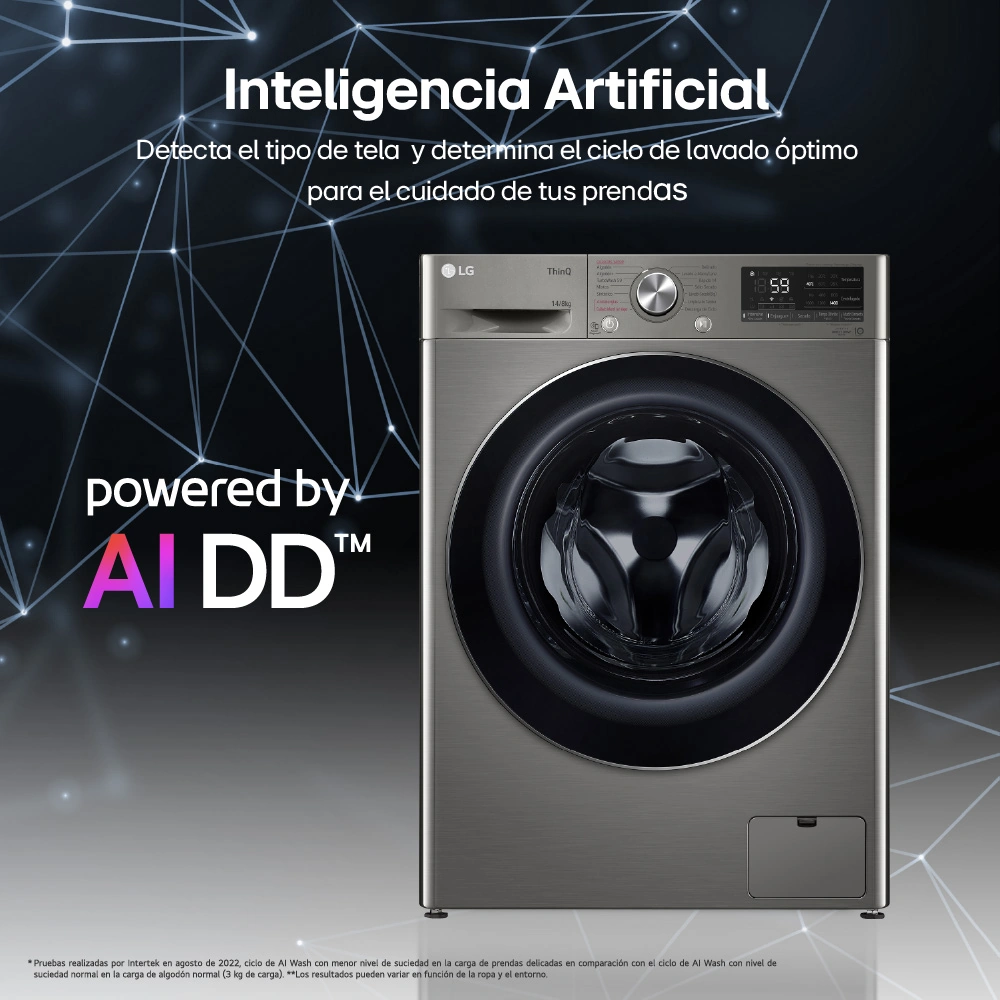 LAVASECA LG CARGA FRONTAL 14 KG 8 KG AI DD INTELIGENCIA ARTIFICIAL WD14PVC4S6C PLATEADO - 3