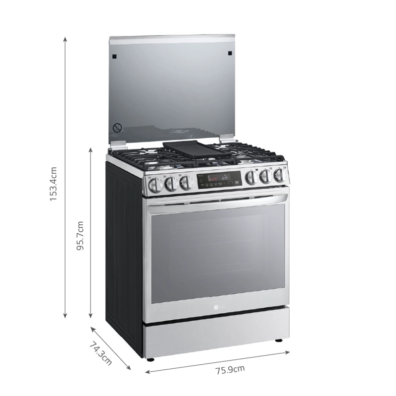 COCINA A GAS GLP/GN LG 5 HORNILLAS LRGL5847S INSTAVIEW LRGL847S ACERO INOXIDABLE - 2