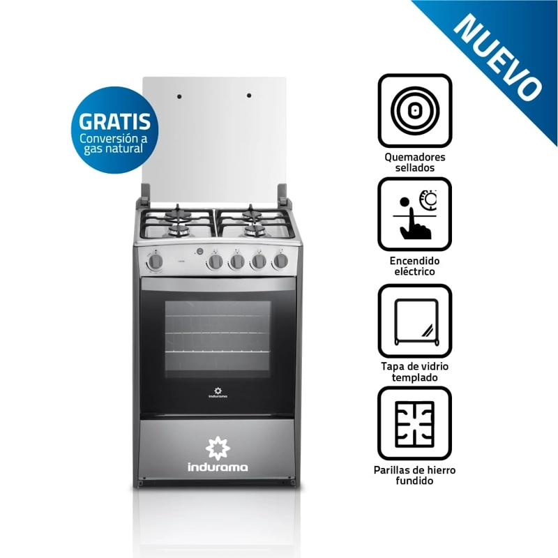 COCINA A GAS GLP INDURAMA 4 HORNILLAS CORUÑA Q - 1