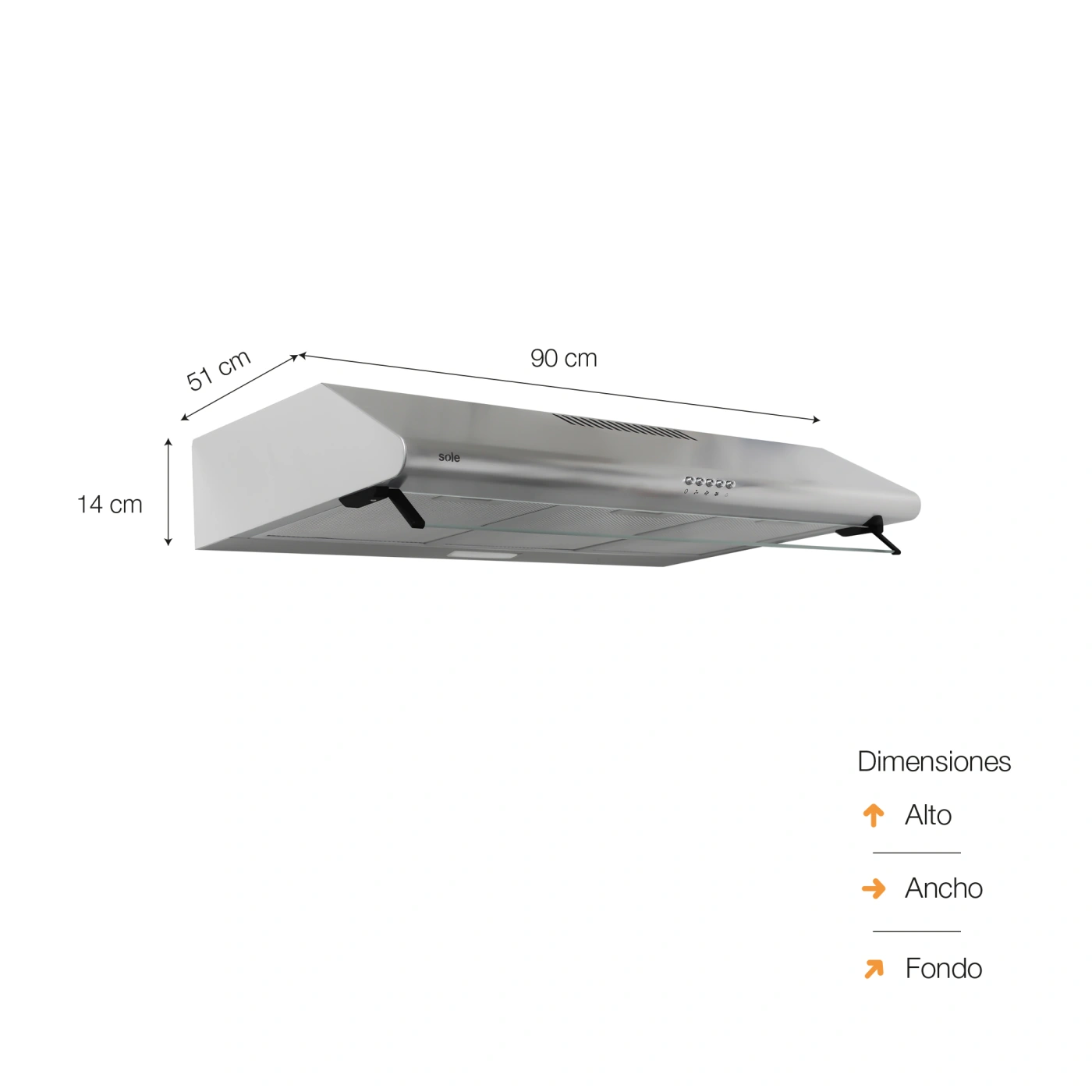 CAMPANA EXTRACTORA SOLE ANCHO 90CM 3120TURE22CO HERA 1 MOTOR INOXIDABLE - 6