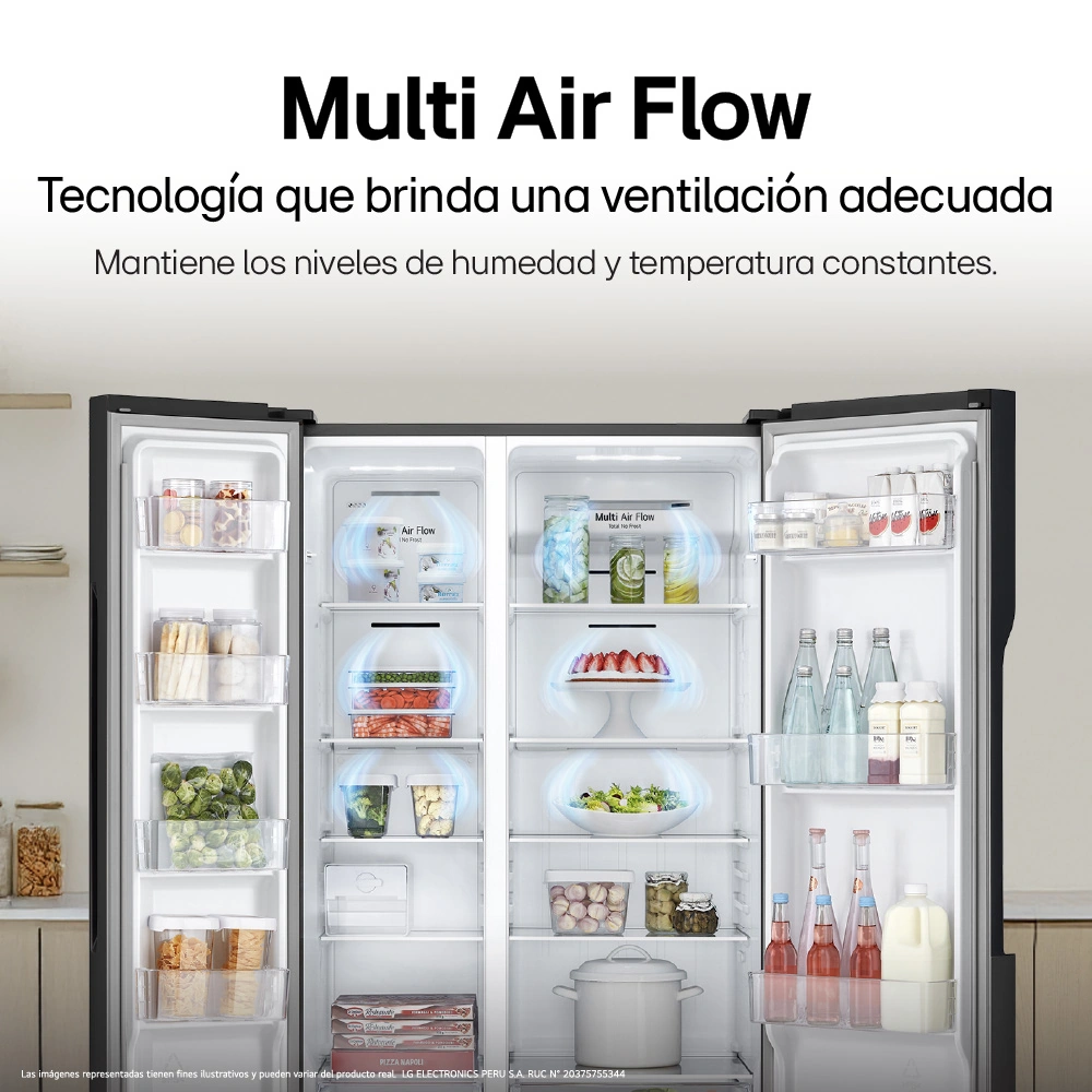 REFRIGERADORA LG 509L GS51MPD SIDE BY SIDE MULTIPLE FLUJO DE AIRE NEGRO - 3