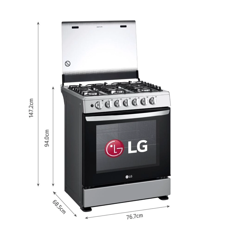 COCINA A GAS LG LRGZ5253S GRAN CAPACIDAD 6 HORNILLAS ACERO INOXIDABLE - 2