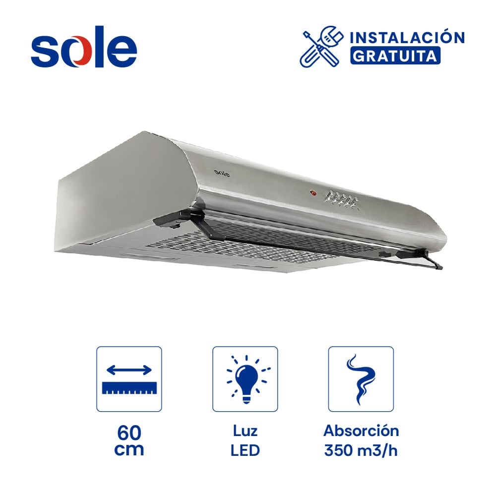CAMPANA EXTRACTORA SOLE ANCHO 60CM 3120TURE23CO ATENEA 1 MOTOR INOXIDABLE - 1
