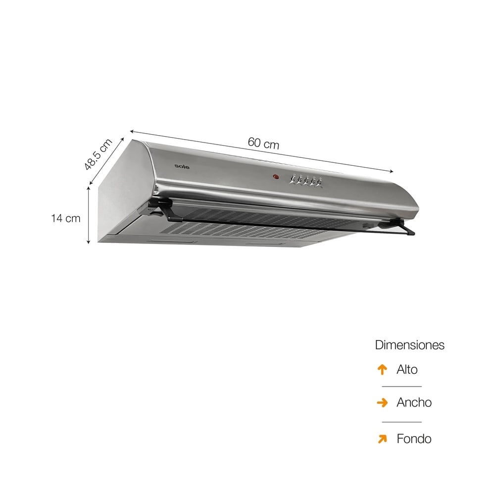 CAMPANA EXTRACTORA SOLE ANCHO 60CM 3120TURE23CO ATENEA 1 MOTOR INOXIDABLE - 4