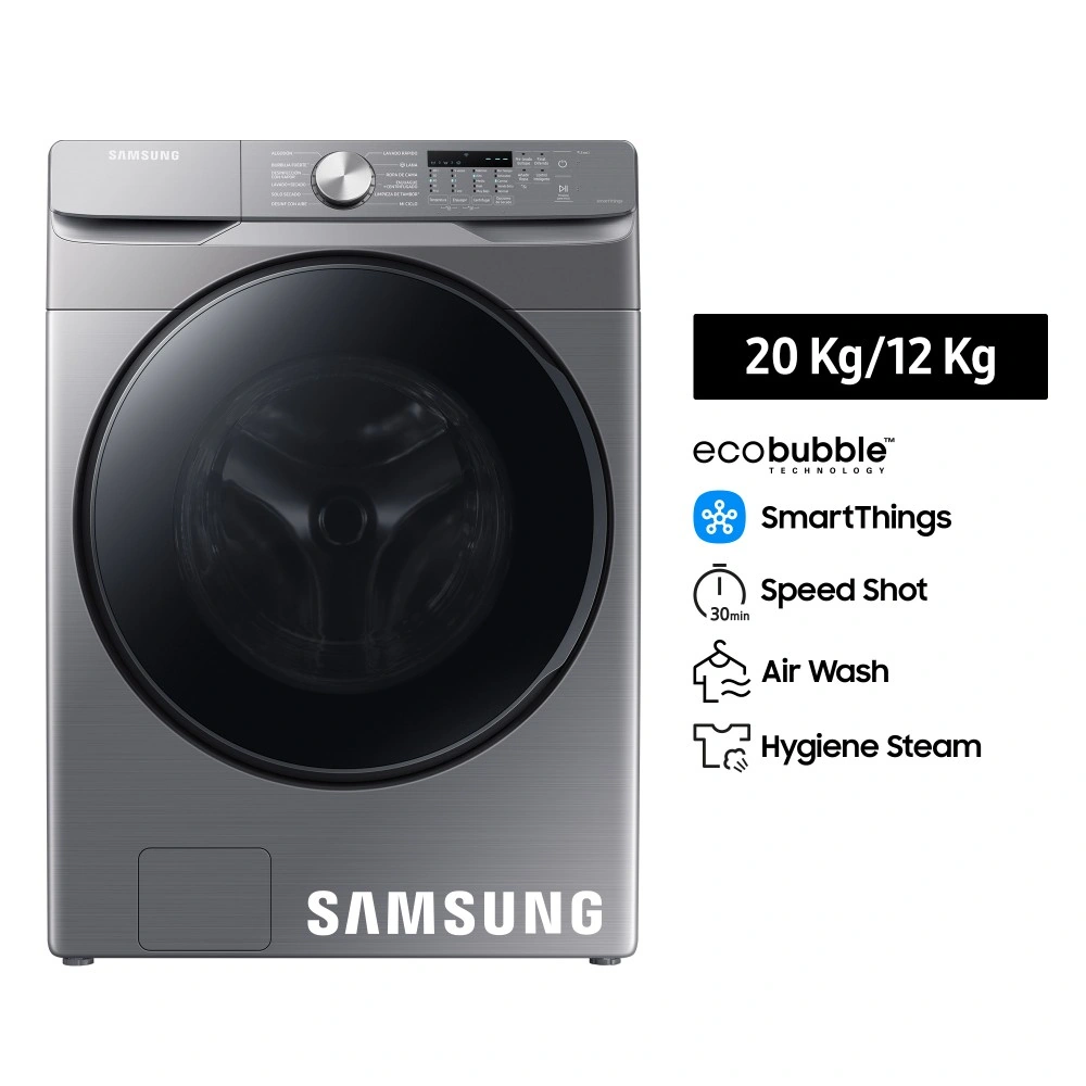 LAVASECA SAMSUNG 20 KG FRONTAL 12 KG AI CONTROL SMARTTHINGS ECOBUBBLE HYGIENE STEAM CARGA WD20T6000GP/PE - 1