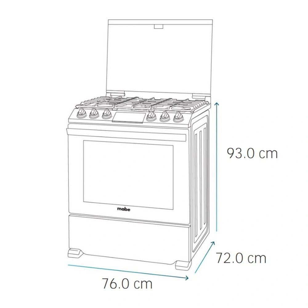 COCINA A GAS MABE 6 HORNILLAS EMH7614DATBS0 DE PIE - 9