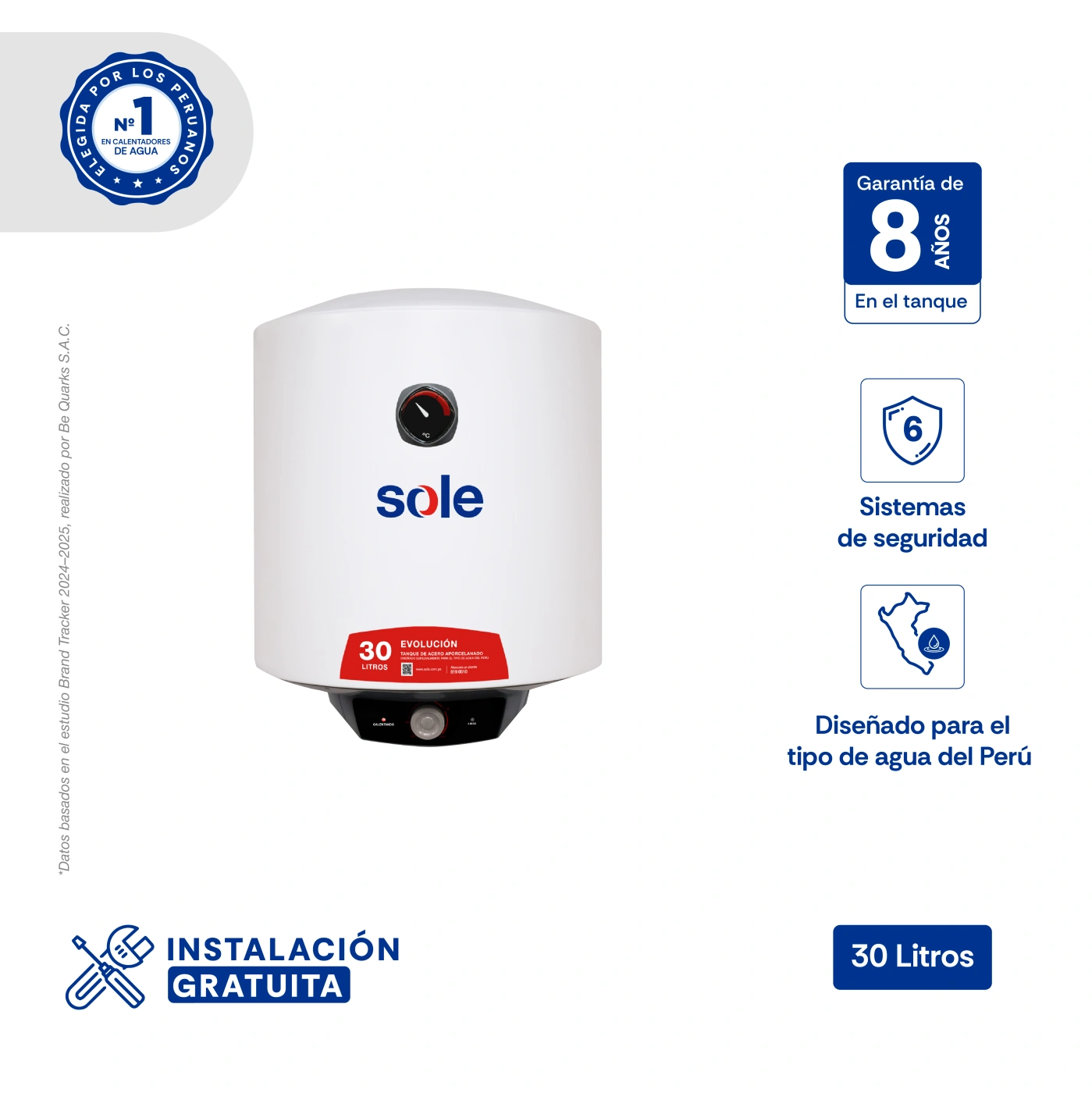 TERMA ELÉCTRICA 30 LITROS SOLE EVOLUCION - 1