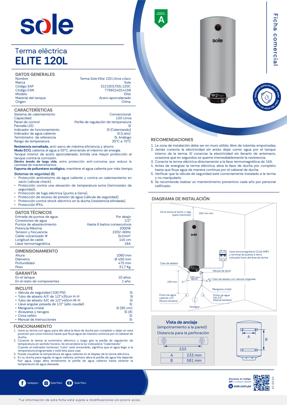 TERMA ELÉCTRICA 120 LITROS SOLE ELITE - 7