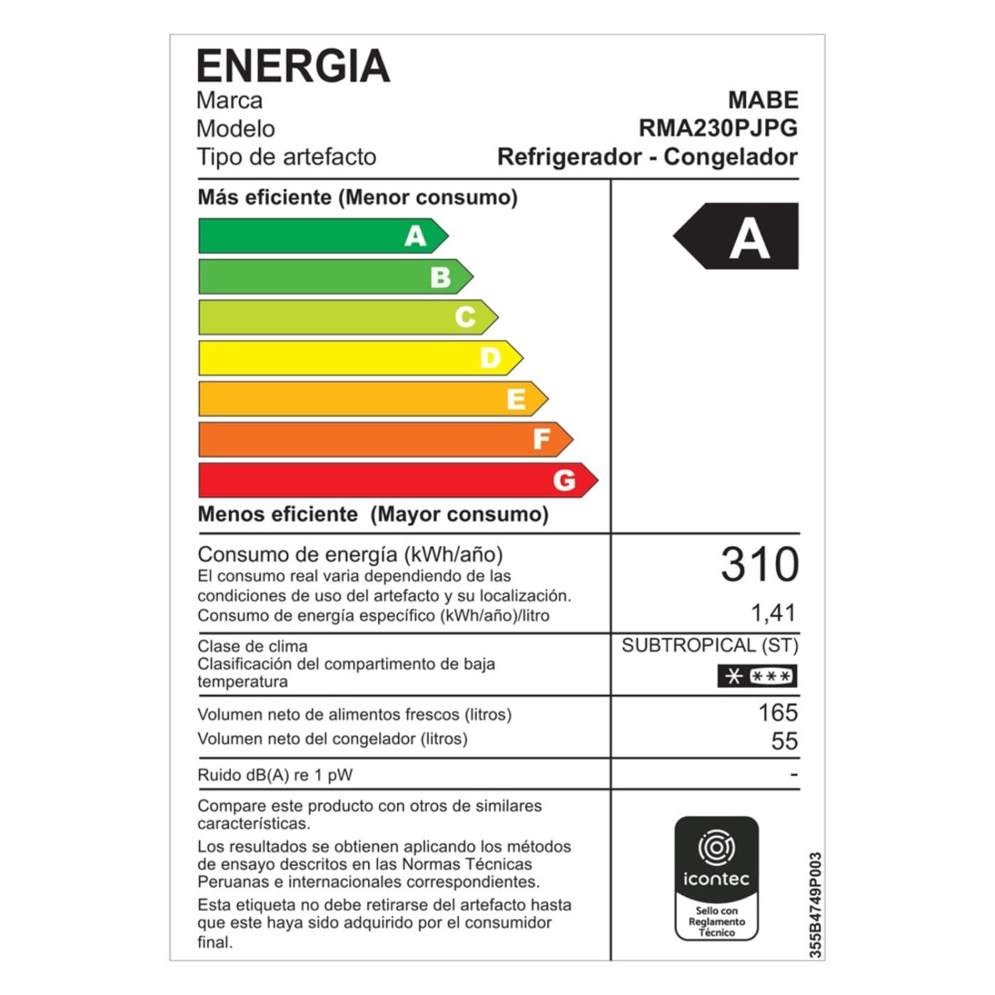 REFRIGERADORA MABE TOP FREEZER NO FROST RMA230PJPG 220 L - 10