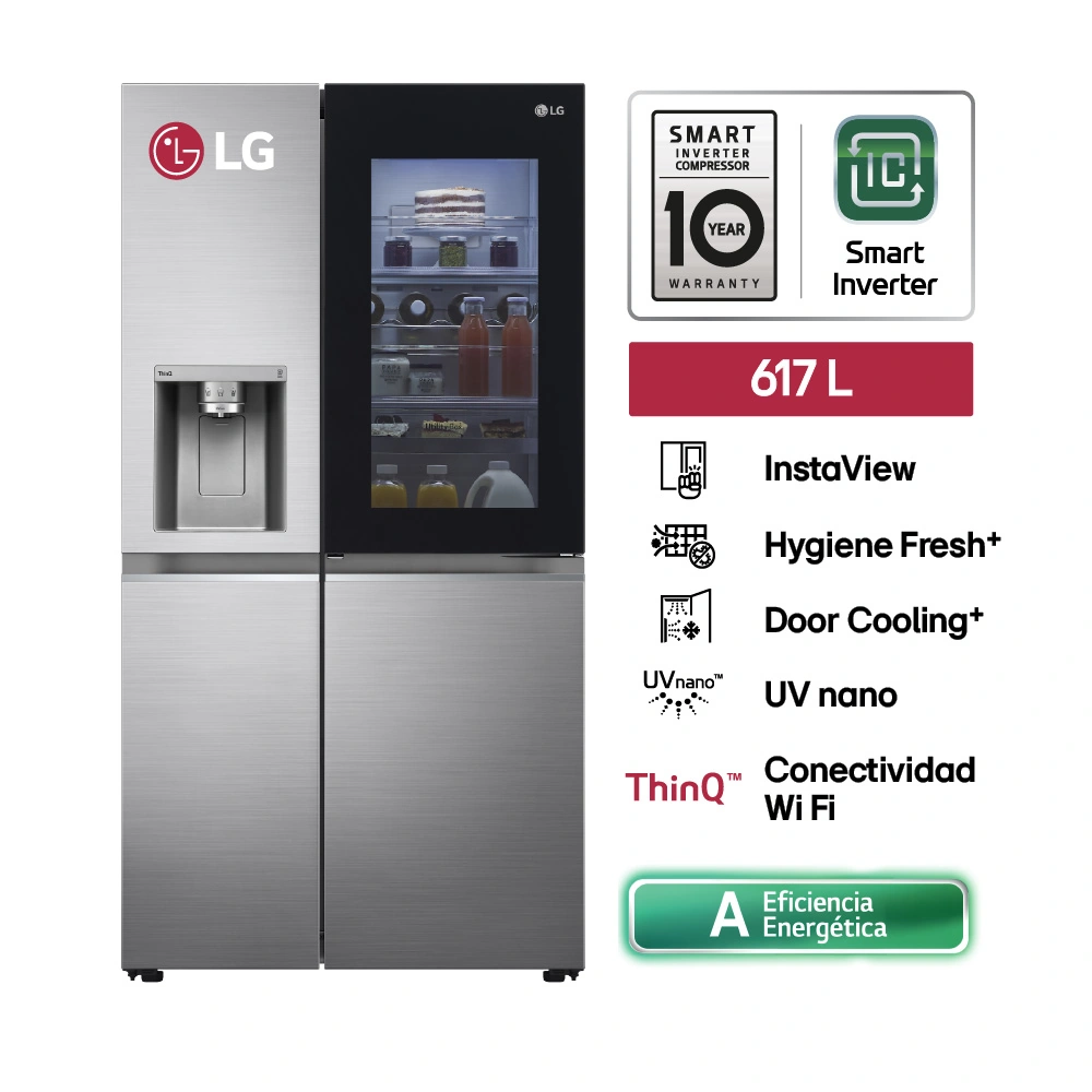 REFRIGERADORA LG 617L GS66SXN SIDE BY SIDE INSTAVIEW PLATEADO - 1