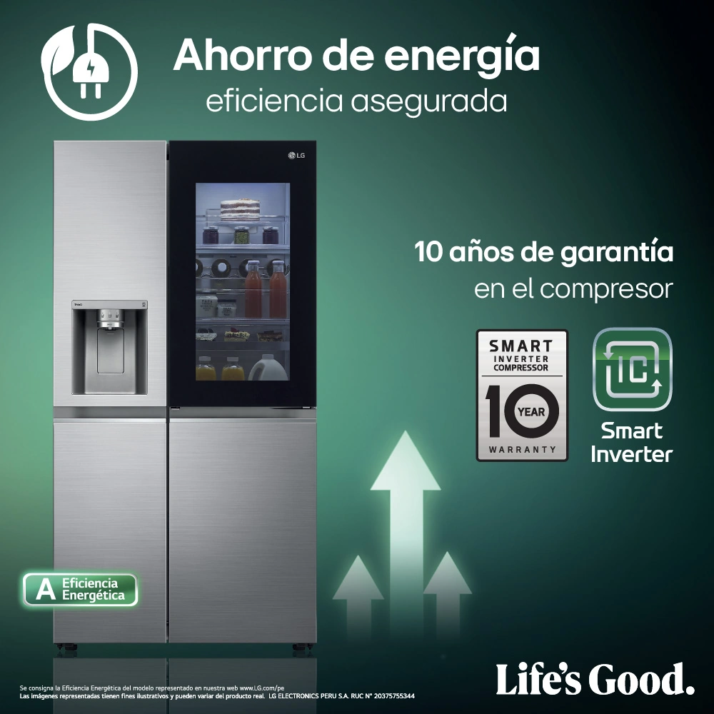REFRIGERADORA LG 617L GS66SXN SIDE BY SIDE INSTAVIEW PLATEADO - 8