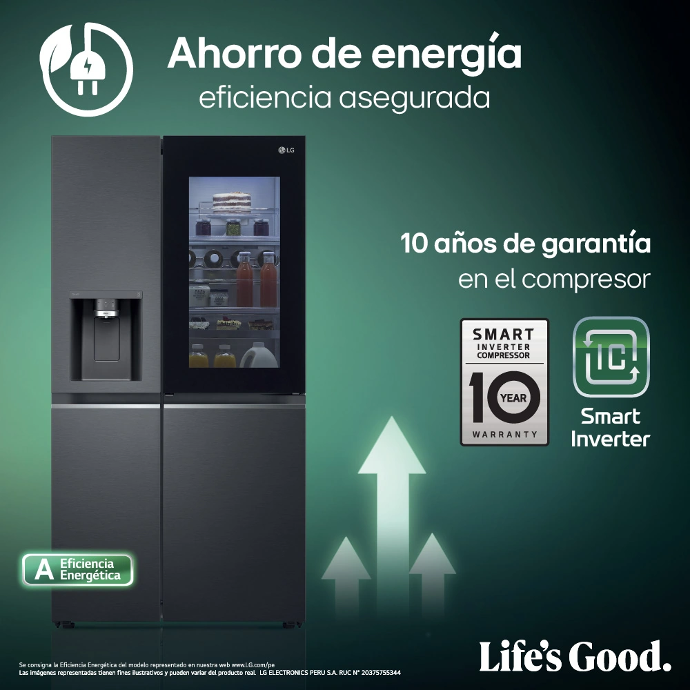 REFRIGERADORA LG 617L GS66SXT SIDE BY SIDE INSTAVIEW NEGRO ACERO - 8