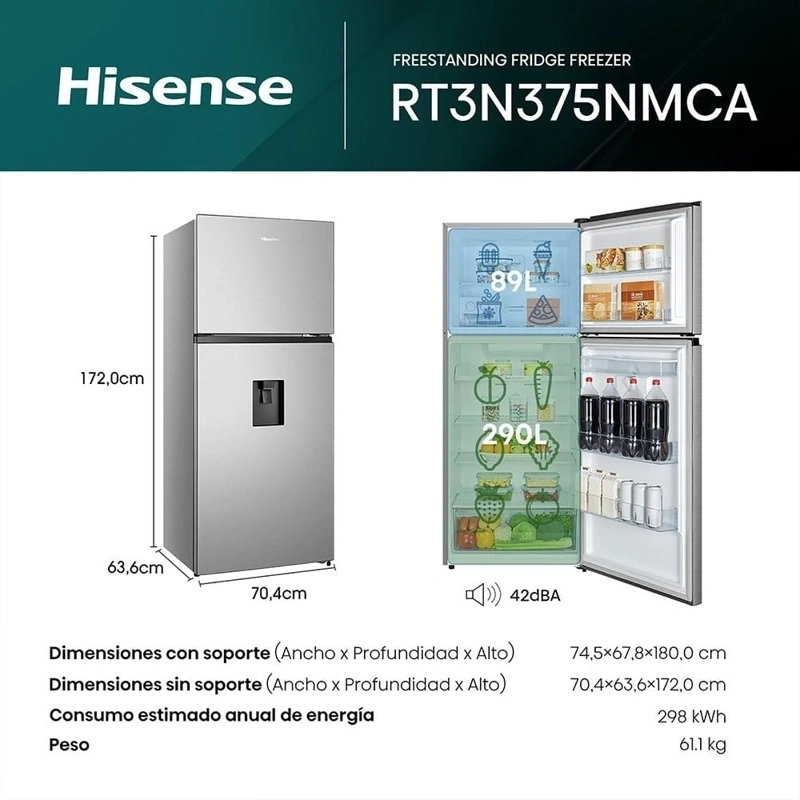 REFRIGERADORA HISENSE TOP FREEZER NO FROST RT3N375NMCA 379 L - 9