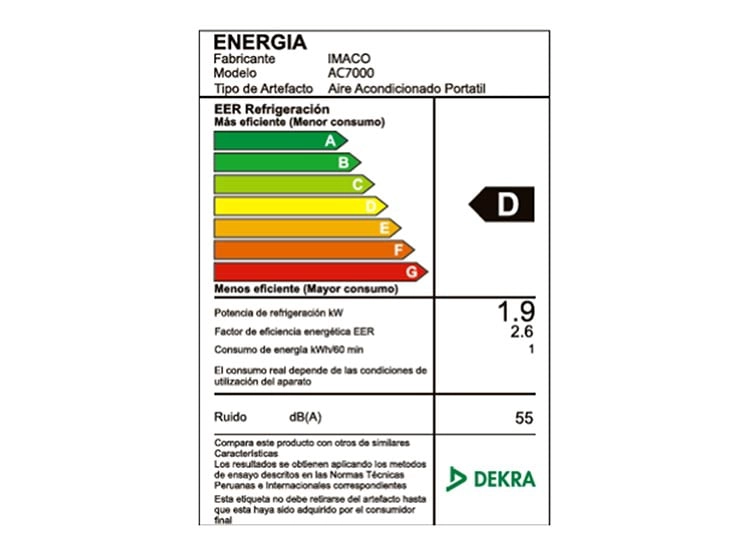 AIRE ACONDICIONADO PORTÁTIL IMACO 6500BTU AC7000 - 5