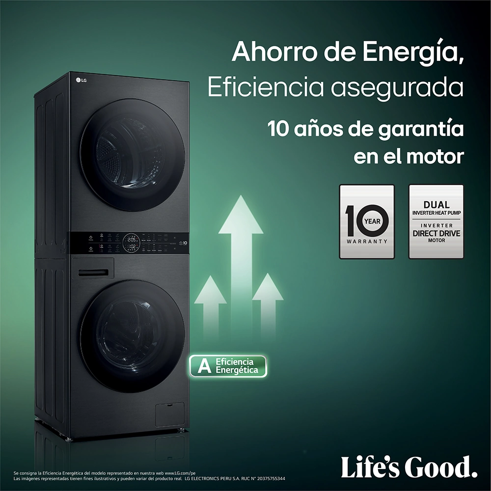 CENTRO DE LAVADO LG CARGA FRONTAL 14/10 KG WK14BS6R AI DD INTELIGENCIA ARTIFICIAL NEGRO - 10