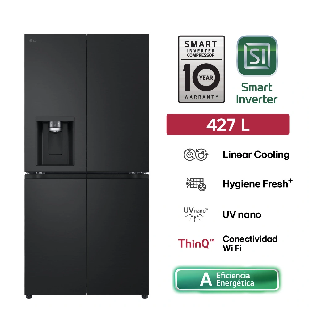 REFRIGERADORA LG 427L GM57SPM FRENCH DOOR TOTAL NO FROST NEGRO - 1