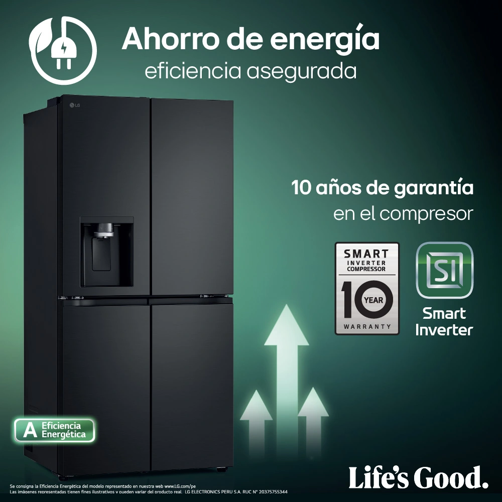 REFRIGERADORA LG 427L GM57SPM FRENCH DOOR TOTAL NO FROST NEGRO - 8