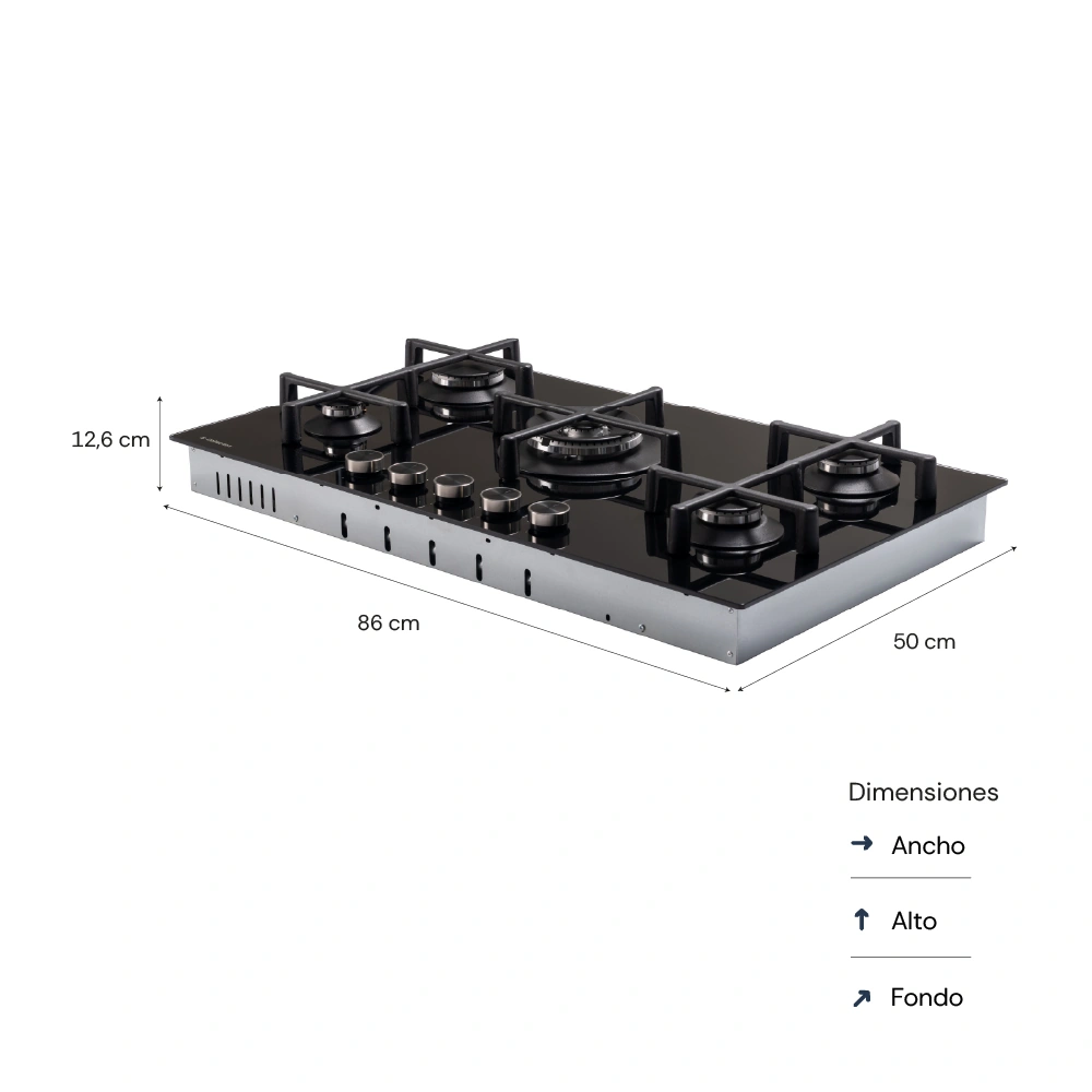 COCINA EMPOTRABLE A GAS SOLE 5 QUEMADORES 3120SOLCO076 - 3