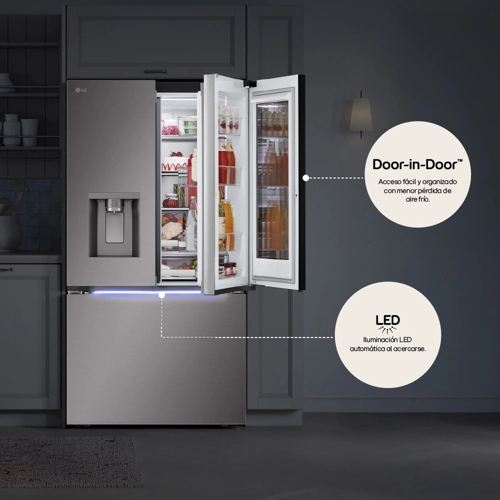 REFRIGERADORA LG 738L GM89SXD FRENCH DOOR INSTAVIEW PLATEADO ACERO - 6