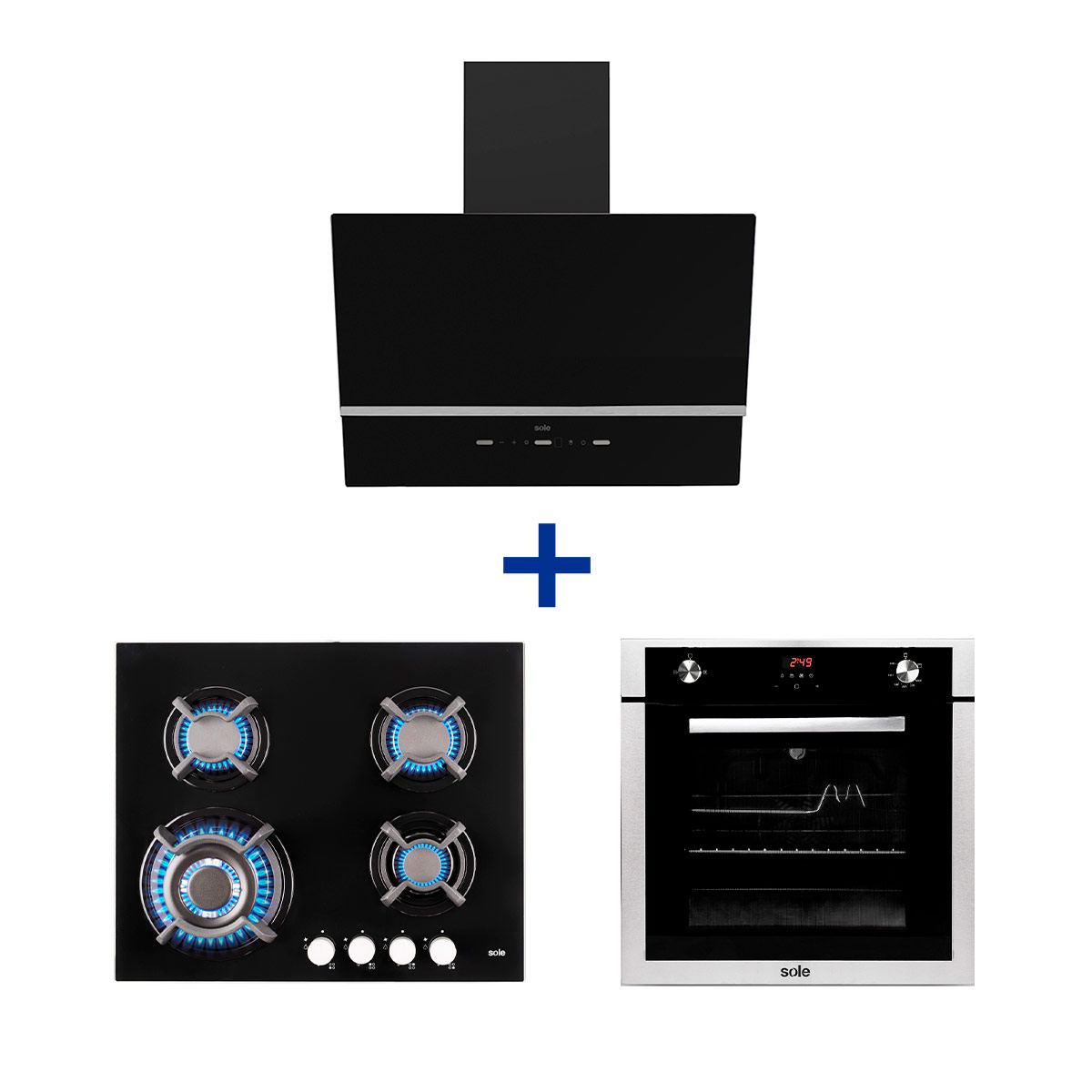 COMBO SOLE ENCIMERA + CAMPANA + HORNO EMPOTRABLE GAS - 1