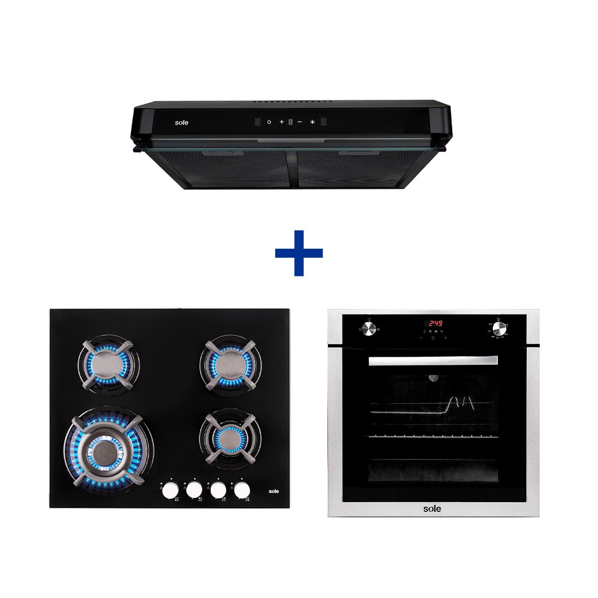 COMBO SOLE ENCIMERA + CAMPANA + HORNO EMPOTRABLE GAS - 1