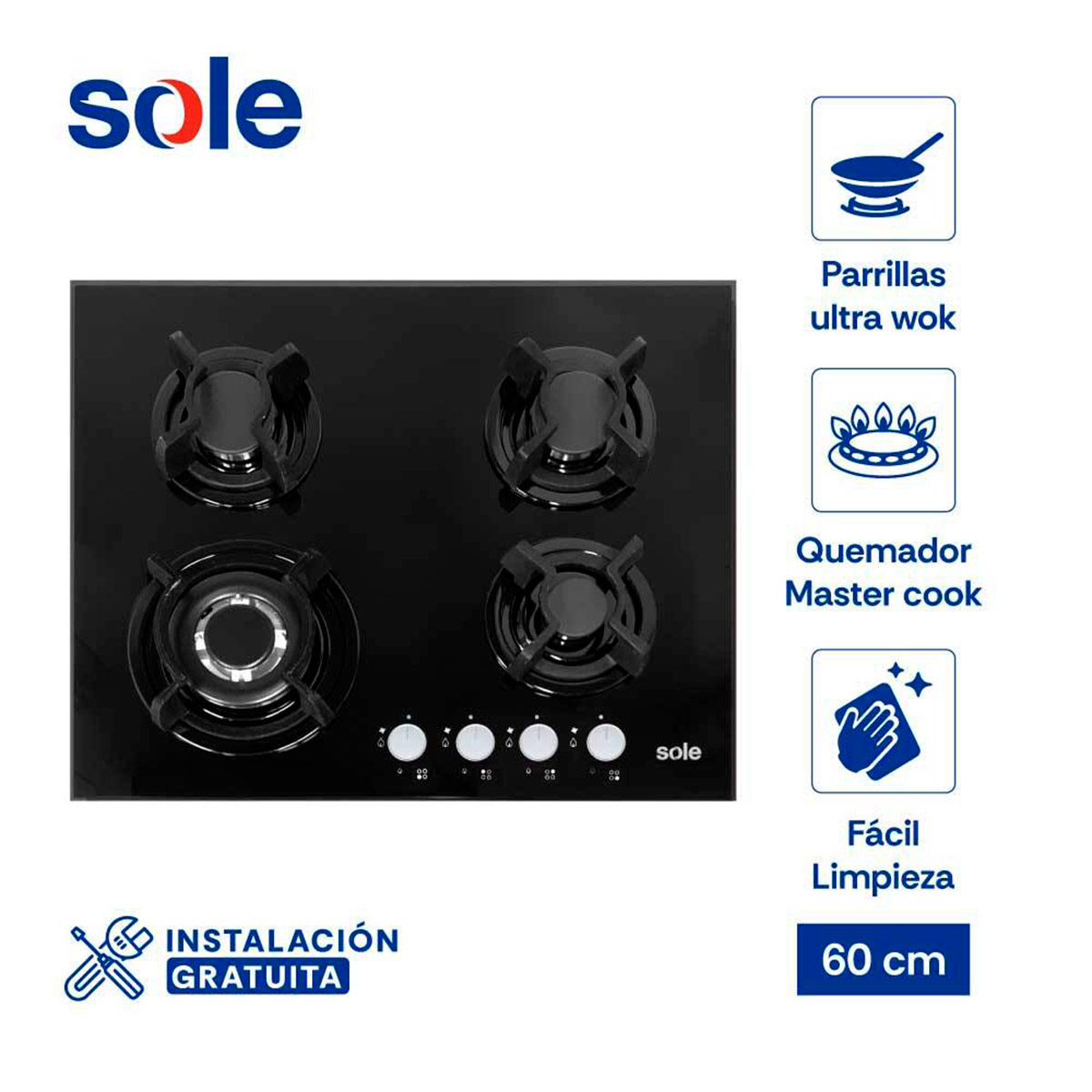 COMBO SOLE ENCIMERA + CAMPANA + HORNO EMPOTRABLE GAS - 5