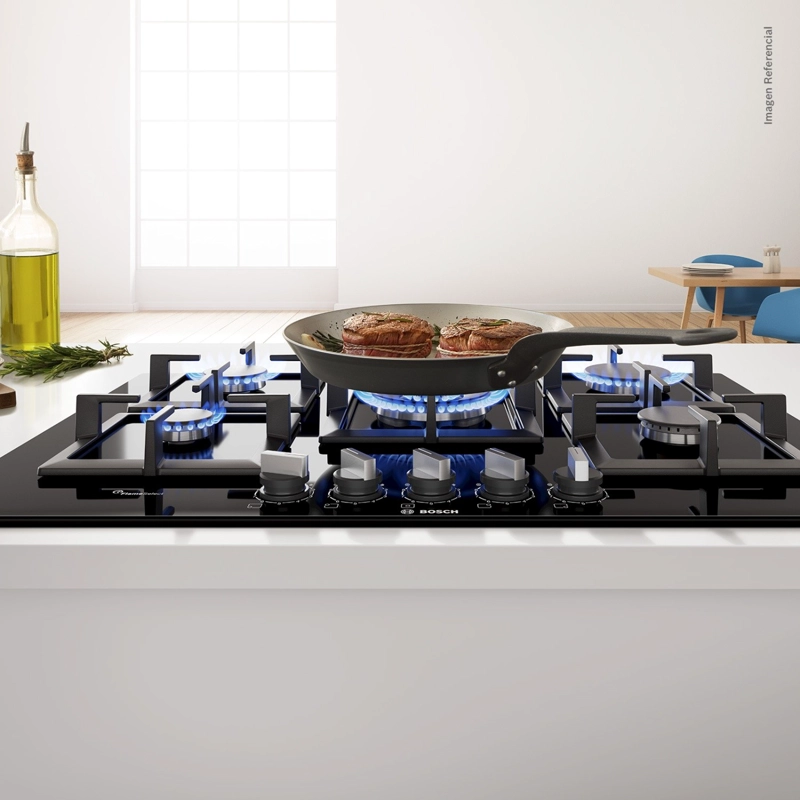 COCINA ENCIMERA A GAS BOSCH PPQ7A6B90 CRYSTAL 5G-70 NEGRO - 3