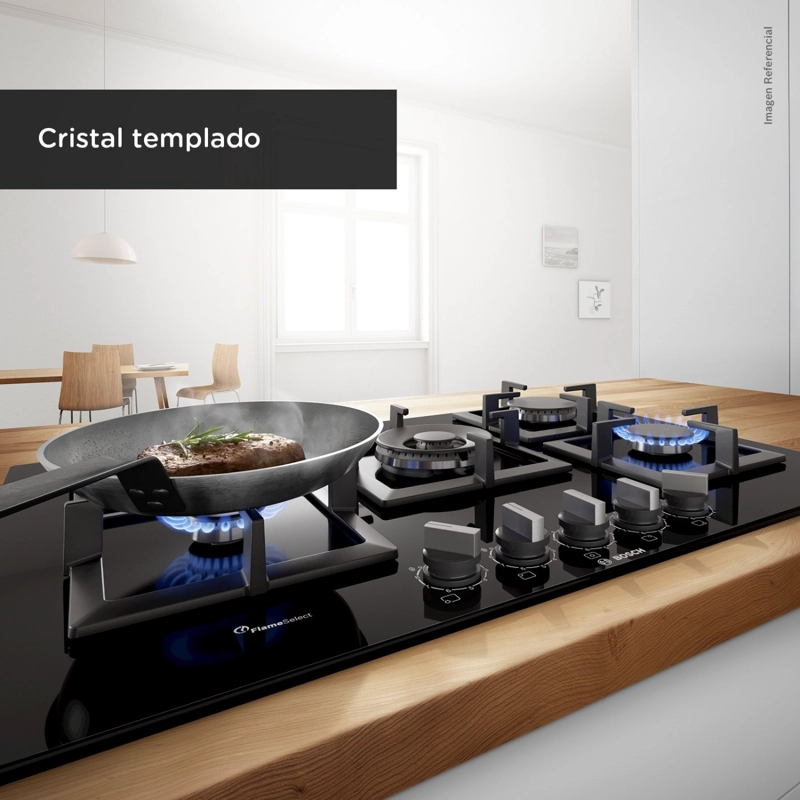 COCINA ENCIMERA A GAS BOSCH PPQ7A6B90 CRYSTAL 5G-70 NEGRO - 4
