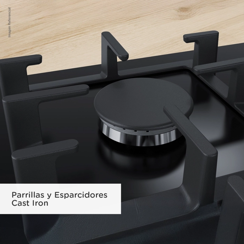 COCINA ENCIMERA A GAS BOSCH PPQ7A6B90 CRYSTAL 5G-70 NEGRO - 7