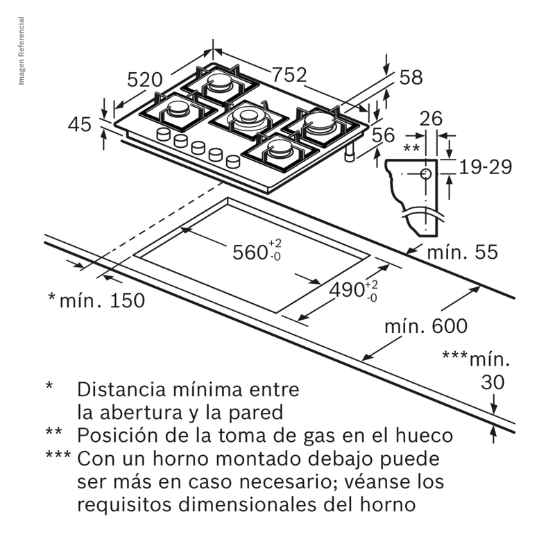 COCINA ENCIMERA A GAS BOSCH PPQ7A6B90 CRYSTAL 5G-70 NEGRO - 8