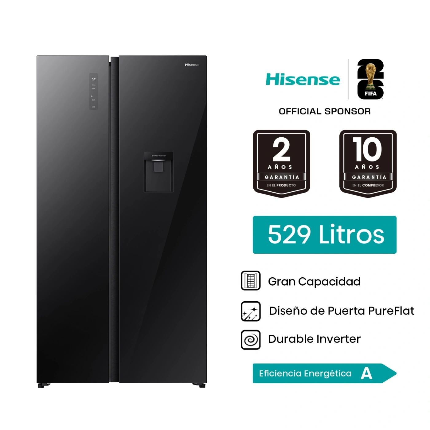 REGRIGERADORA HISENSE SIDE BY SIDE 529L RS3P558NM11 - 1