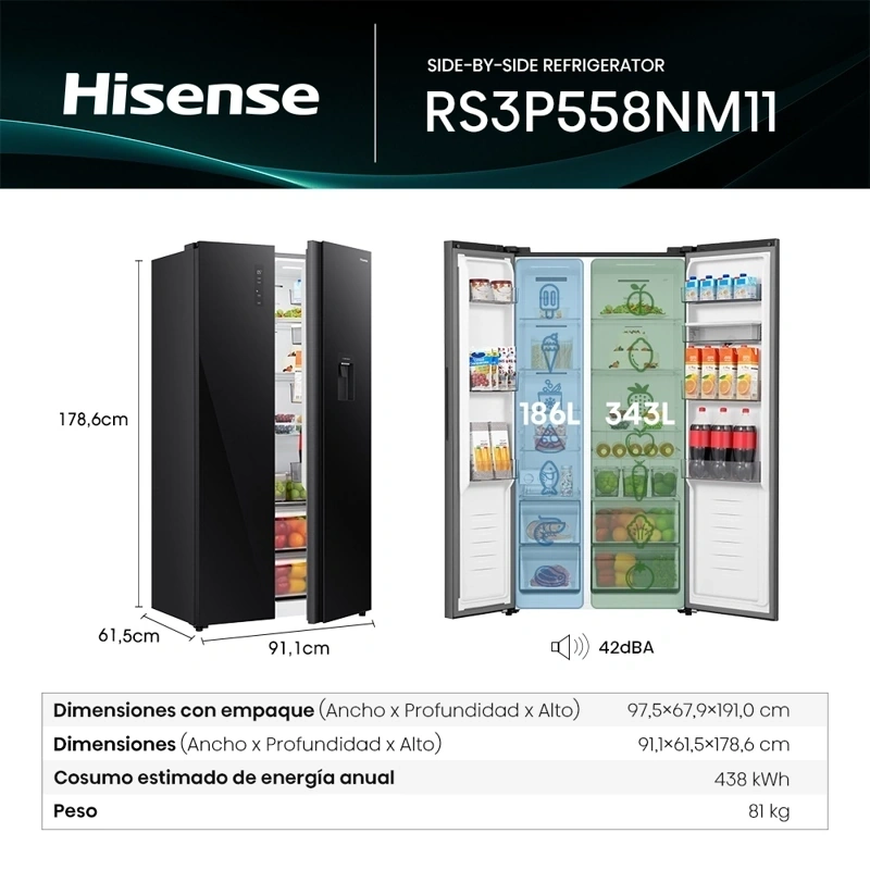 REGRIGERADORA HISENSE SIDE BY SIDE 529L RS3P558NM11 - 4