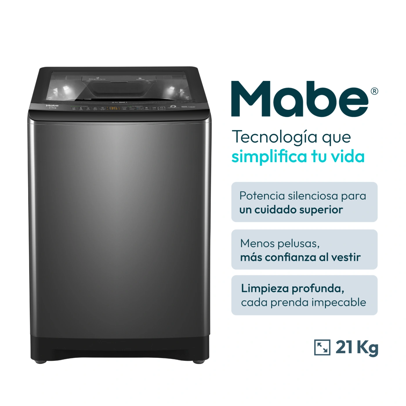 LAVADORA MABE 21KG CARGA SUPERIOR AQUA SAVER GREEN LMA1220WDGBB0 - 1