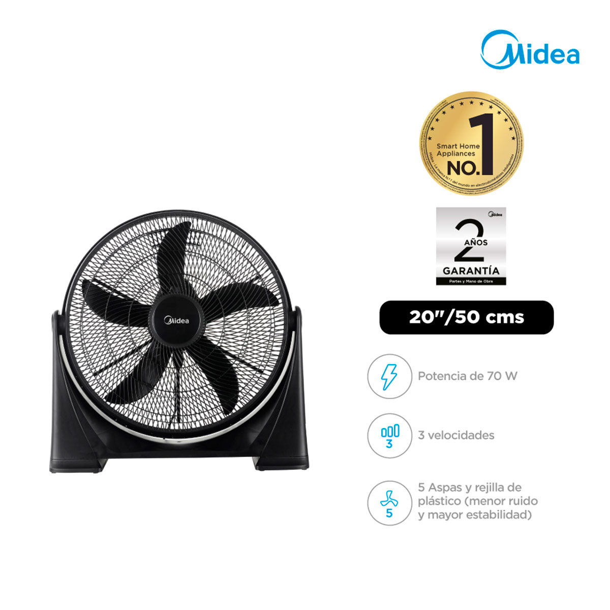 VENTILADOR DE SUELO MIDEA MFA204MB-PE 70W - 5
