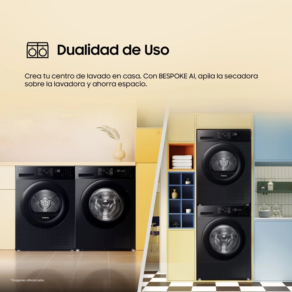 LAVADORA 10.5 KG AI ECOBUBBLE + SECADORA DE ROPA SAMSUNG BOMBA DE CALOR 9 KG - 9