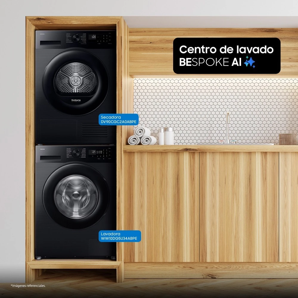 LAVADORA 10.5 KG AI ECOBUBBLE + SECADORA DE ROPA SAMSUNG BOMBA DE CALOR 9 KG - 10