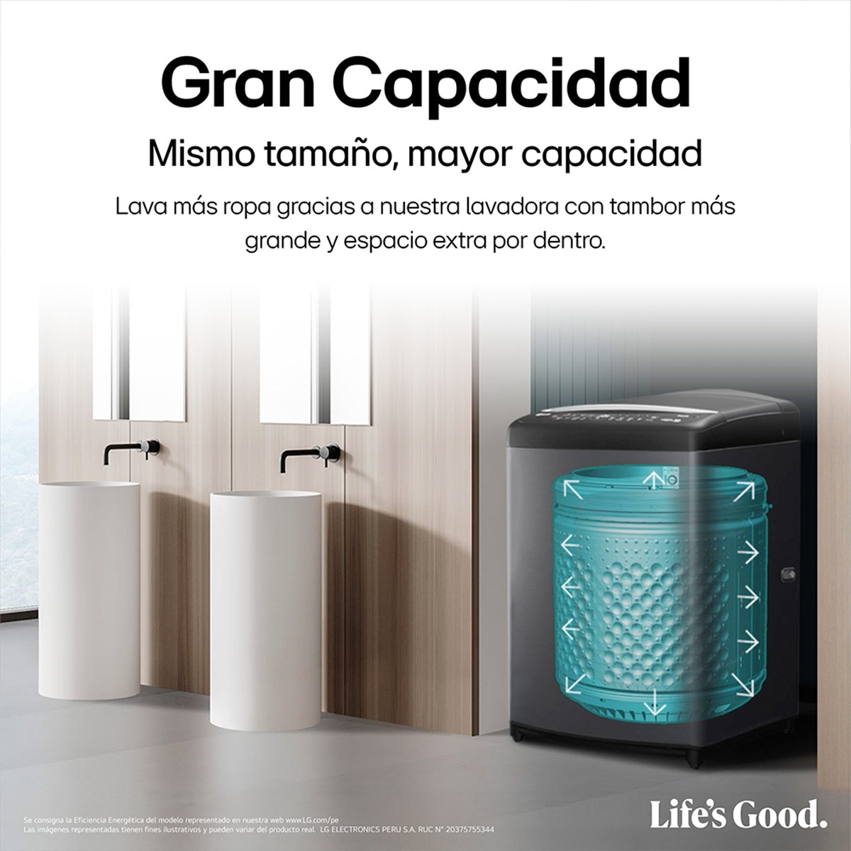 LAVADORA LG 19KG CARGA SUPERIOR AI DD INTELIGENCIA ARTIFICIAL WT19DV6T - 6