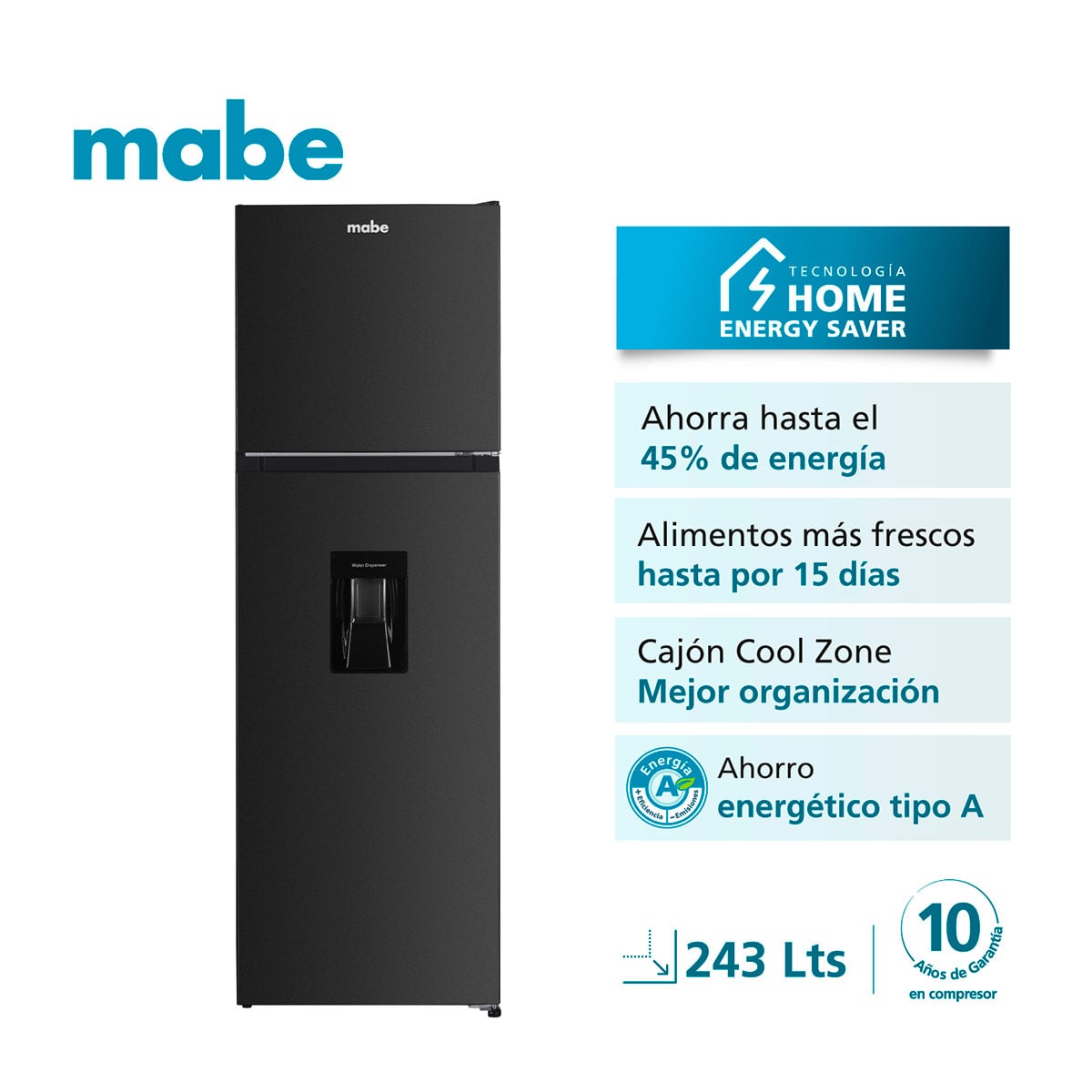 REFRIGERADORA MABE TOP FREEZER NO FROST RMN245PAPRP0 243L - 2