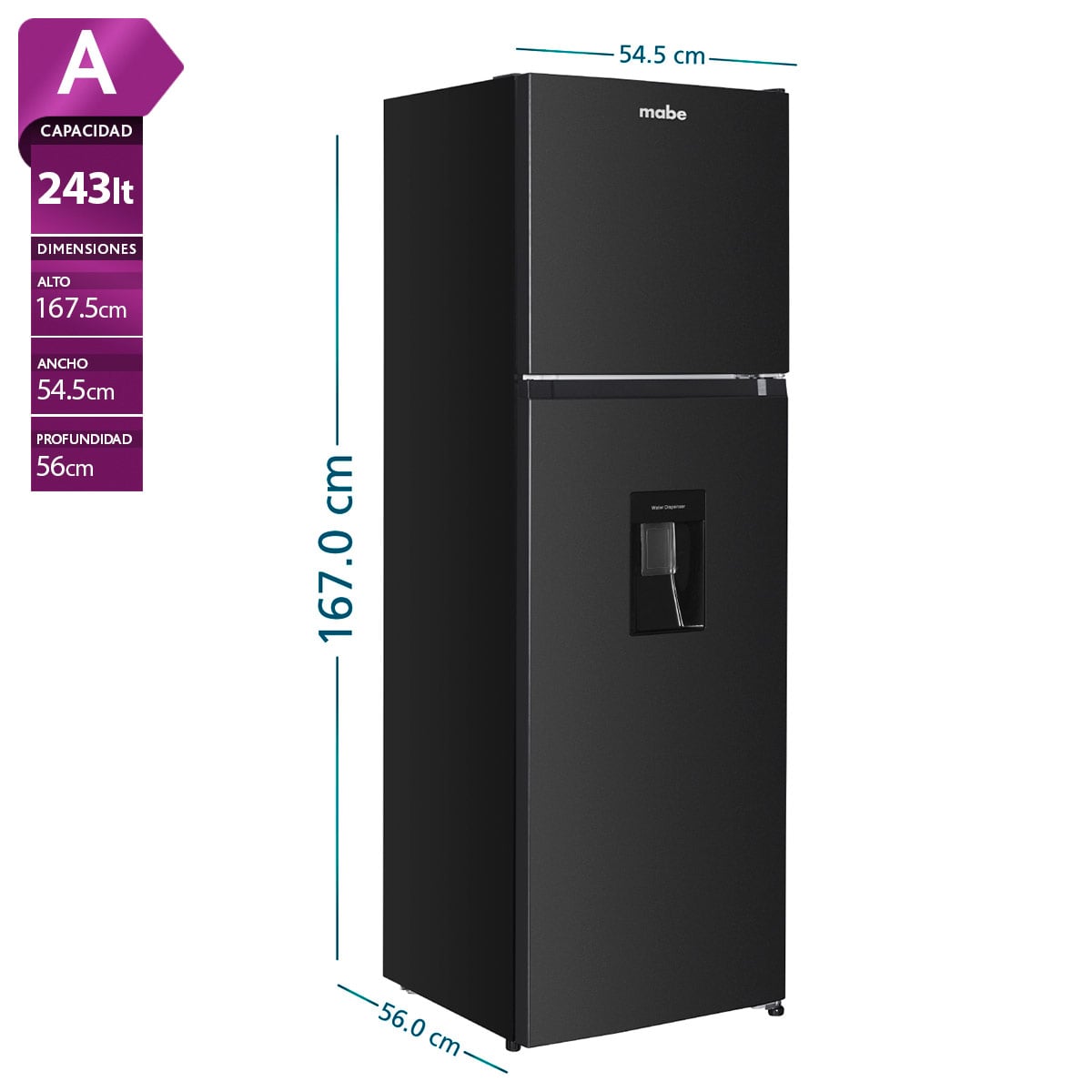 REFRIGERADORA MABE TOP FREEZER NO FROST RMN245PAPRP0 243L - 3