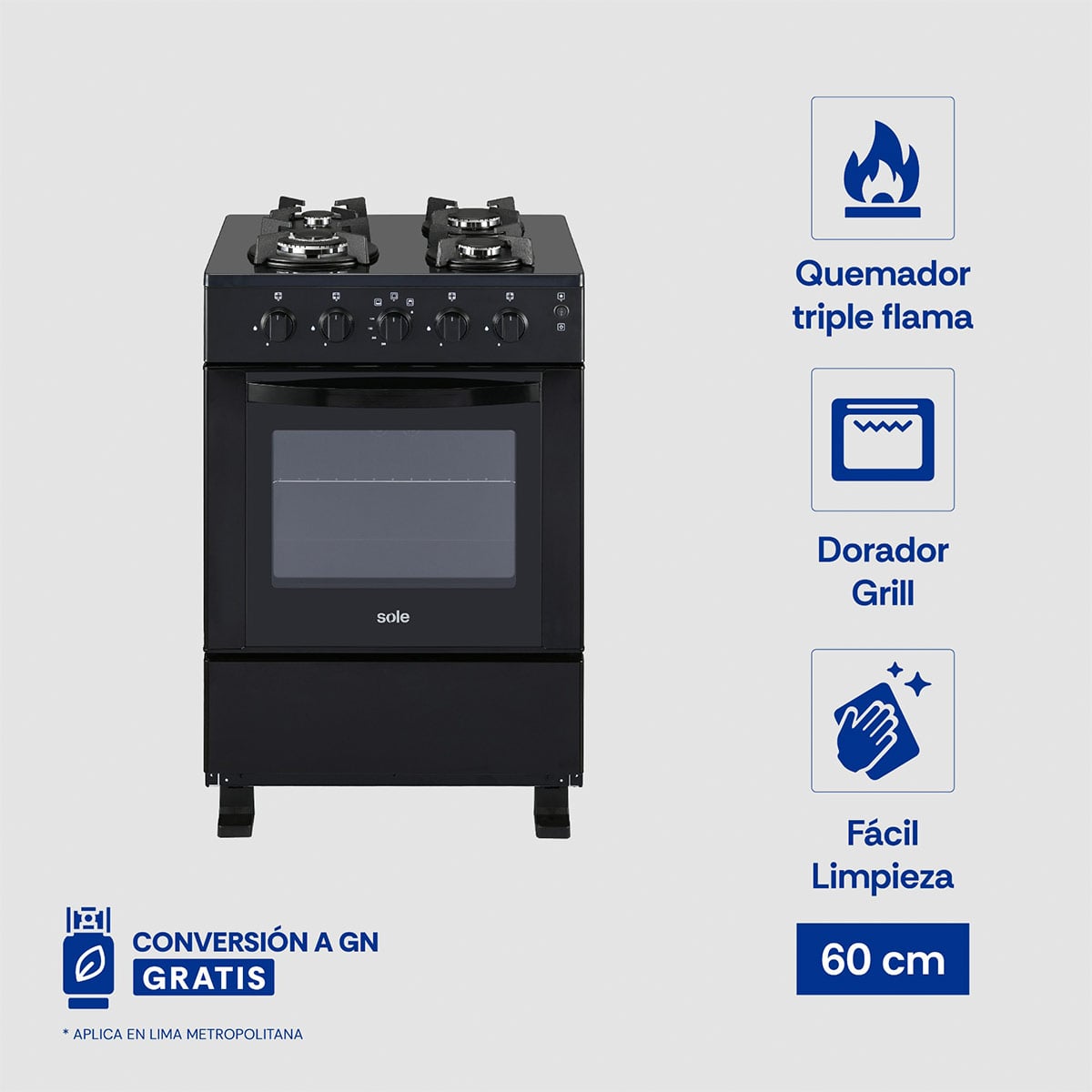 COCINA DE PIE A GAS SOLE 4 HORNILLAS 3120COSOL043 - 1