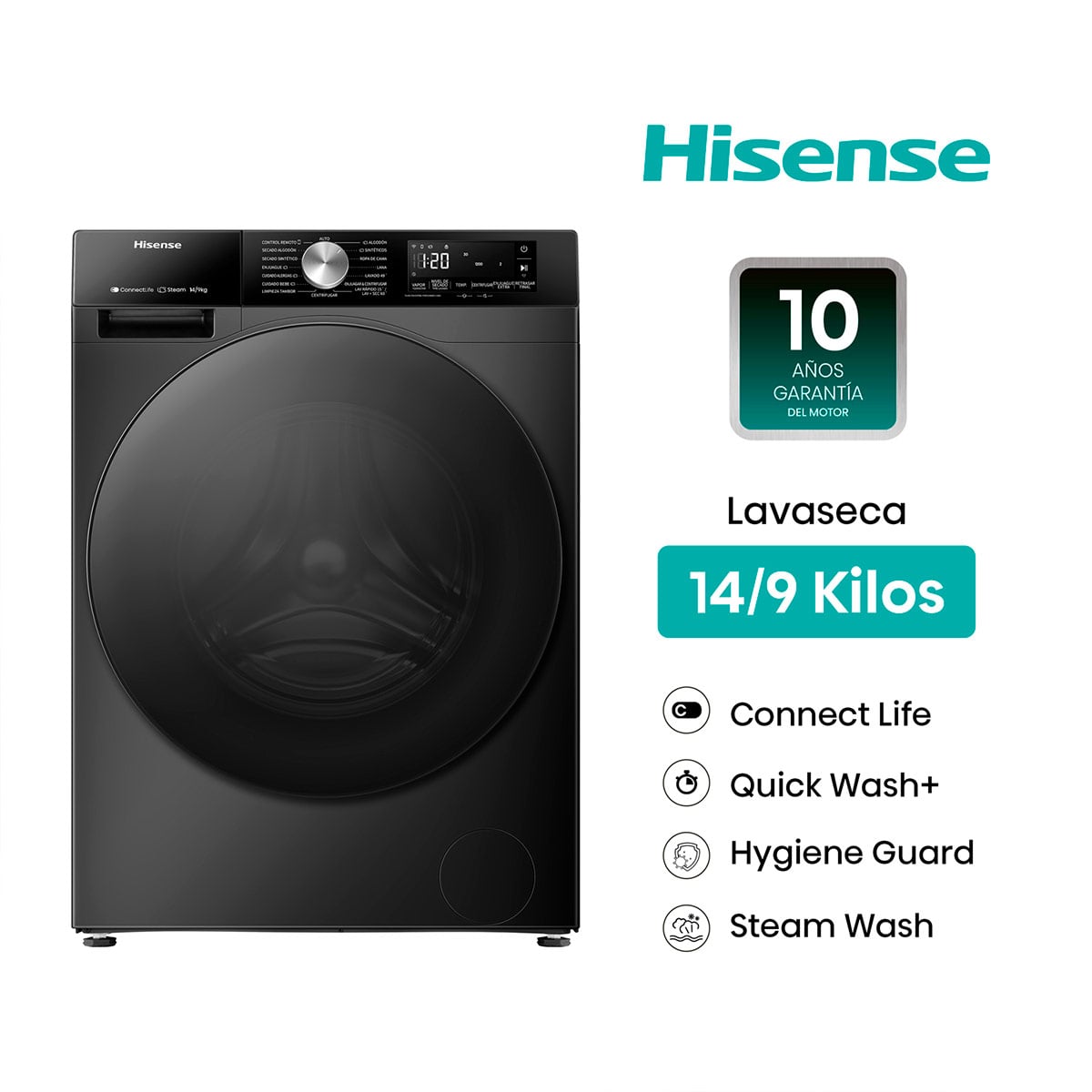 LAVASECA HISENSE 14KG 9KG CARGA FRONTAL WD3S1443BB - 1