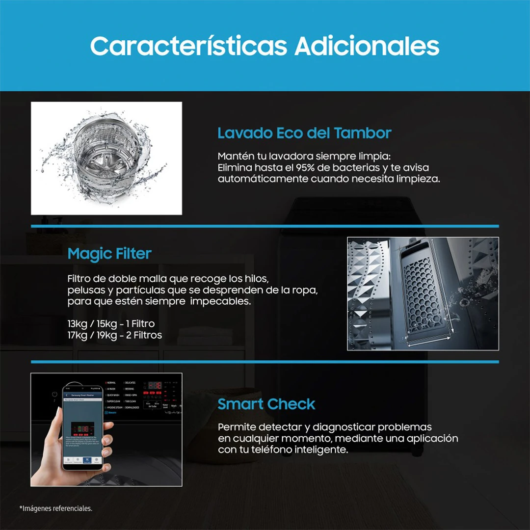 LAVADORA SAMSUNG 19KG CARGA SUPERIOR ECOBUBBLE WA40F19E7CPE - 11