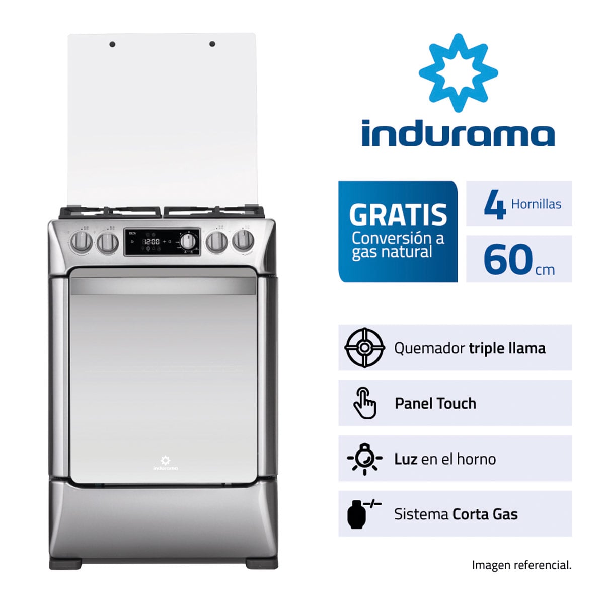 COCINA DE PIE A GAS INDURAMA 4 HORNILLAS IBIZA - 1