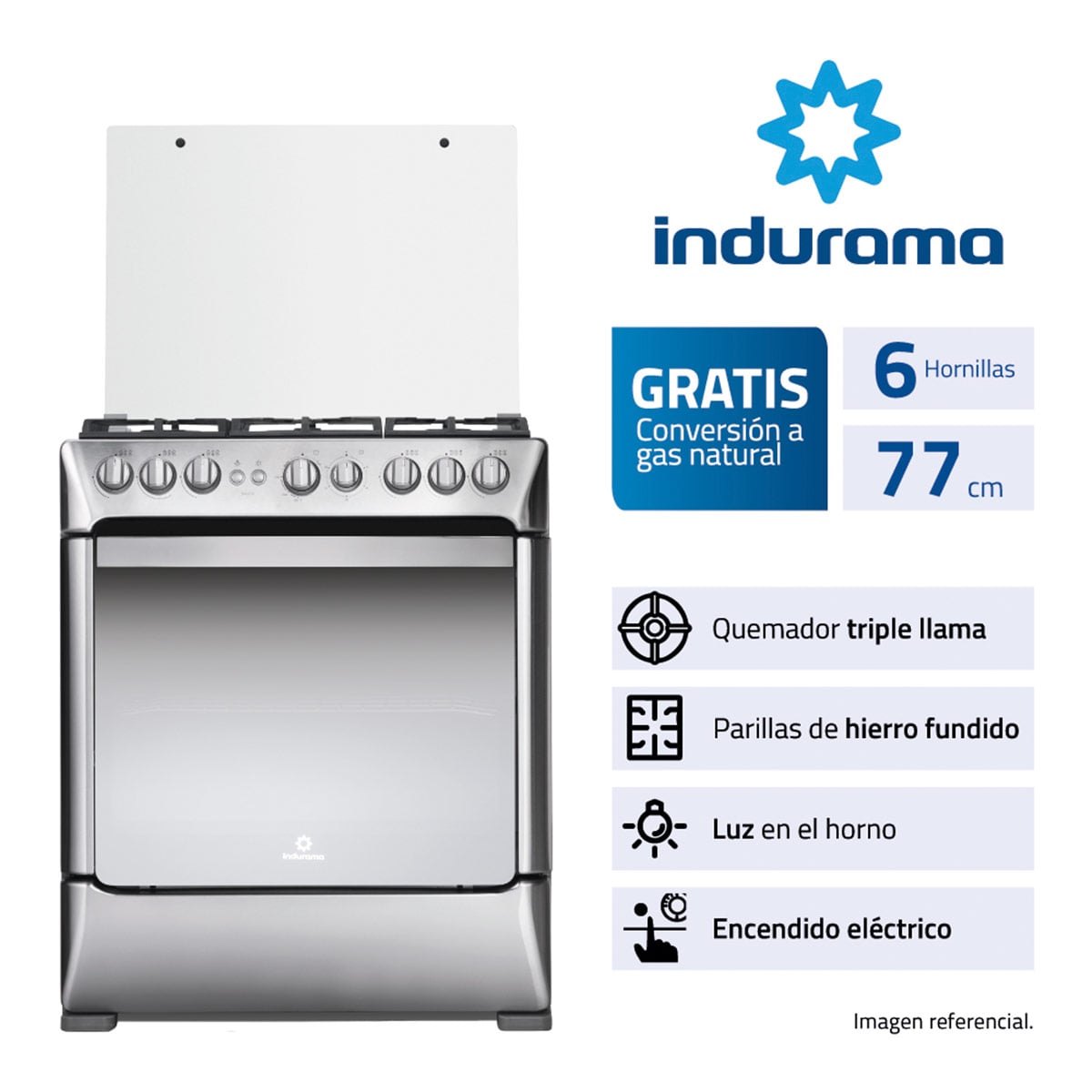 COCINA DE PIE A GAS INDURAMA 6 HORNILLAS GALICIA - 1