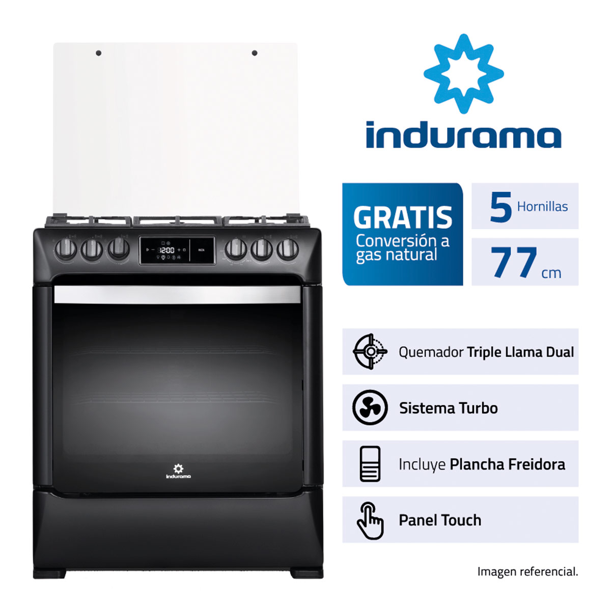 COCINA DE PIE A GAS INDURAMA 5 HORNILLAS NIZA - 1