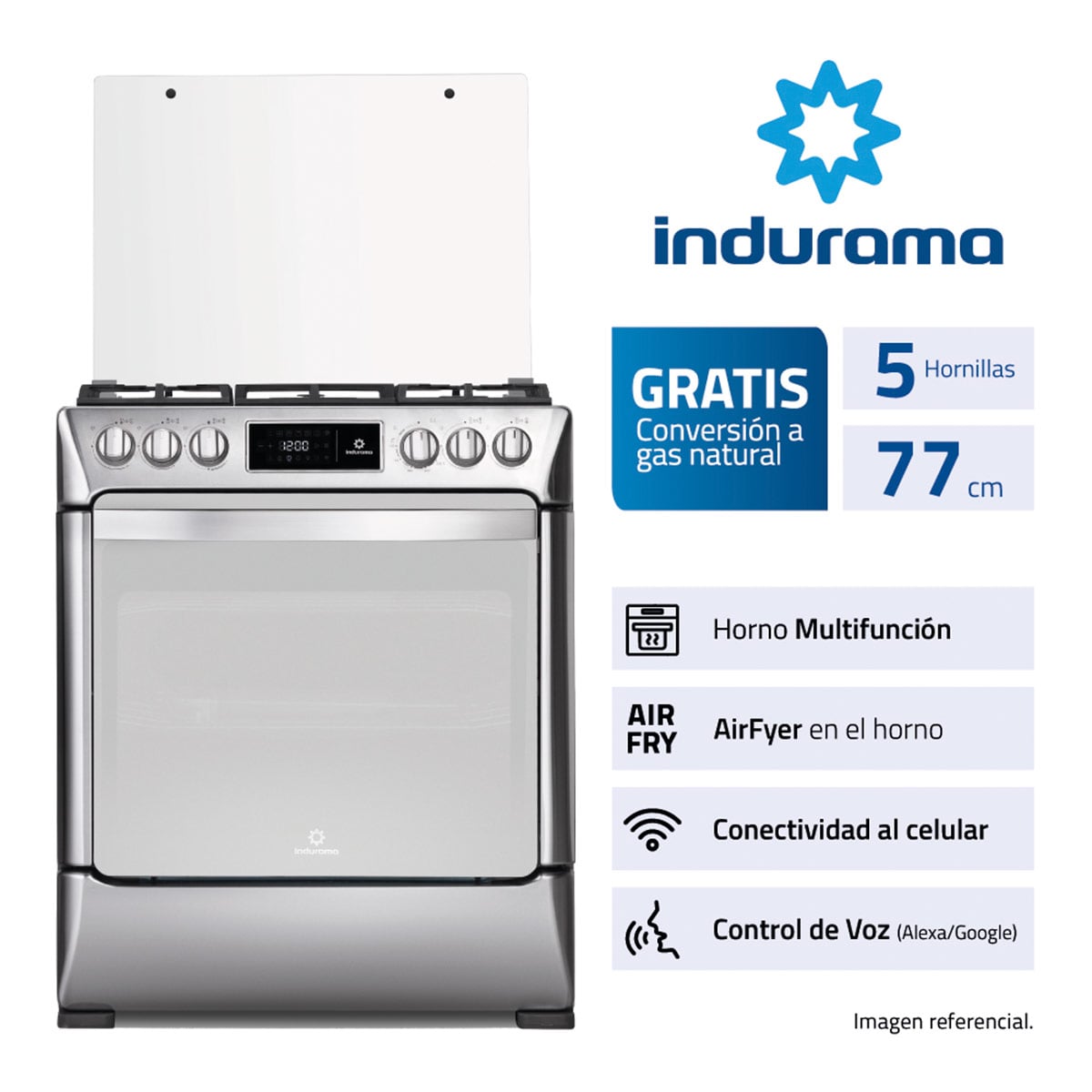 COCINA DE PIE A GAS INDURAMA 5 HORNILLAS CPI-3595C - 1