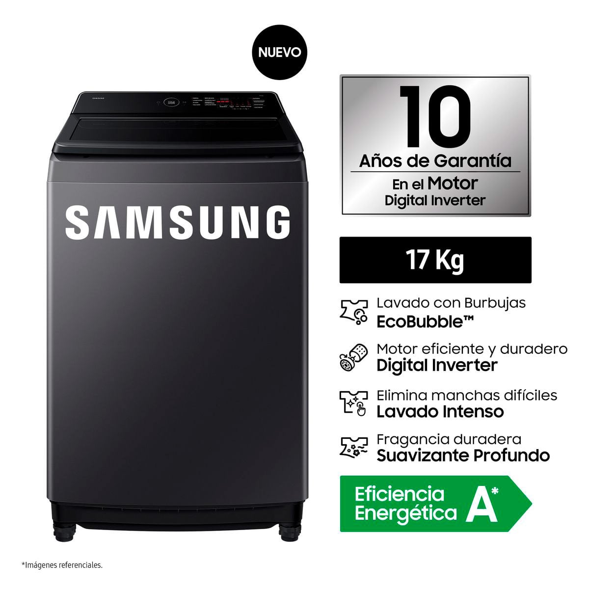 LAVADORA SAMSUNG 17KG CARGA SUPERIOR ECOBUBBLE WA40F17E7CPE - 1