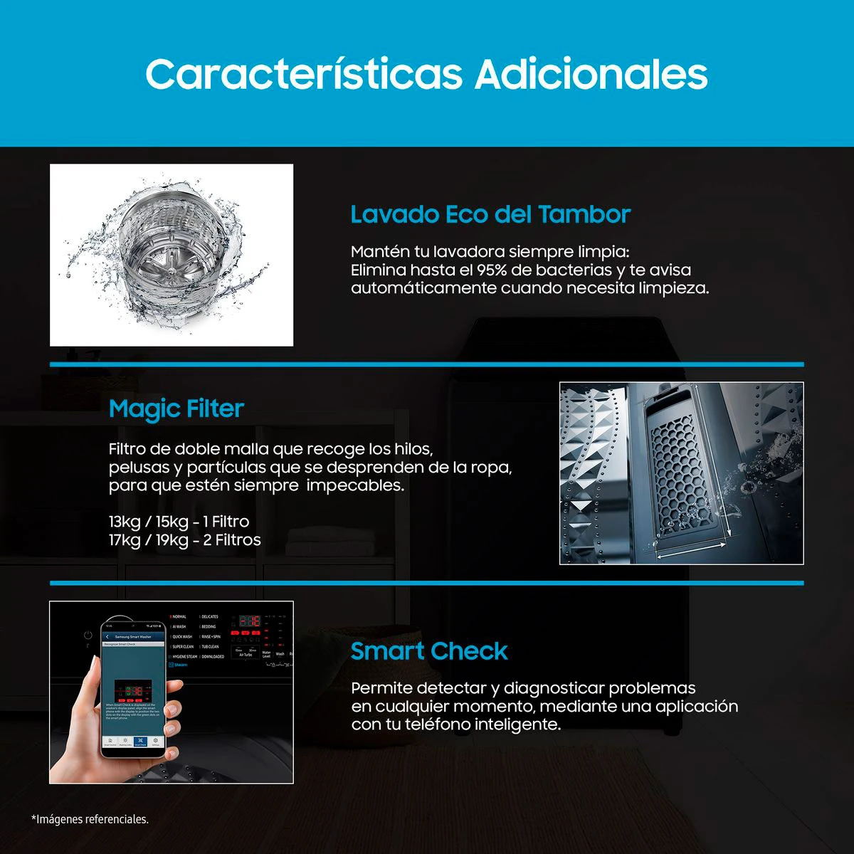 LAVADORA SAMSUNG 17KG CARGA SUPERIOR ECOBUBBLE WA40F17E7CPE - 11